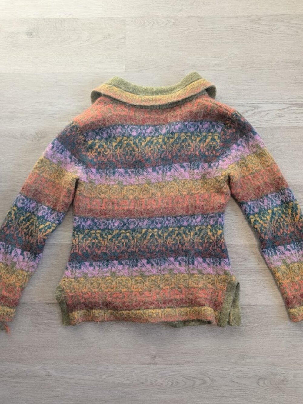 Vintage Fair Isle Cardigan Sweater Multicolor Knit Shawl Collar Boho Cottagecore - Picture 3 of 9